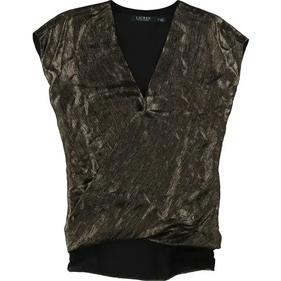Ralph Lauren Womens Metallic Knit Blouse, Metallic, NWT - Picture 1 of 1